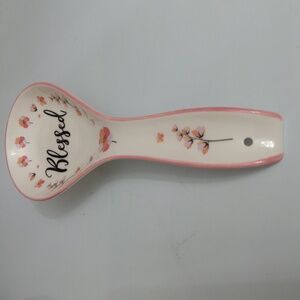 Floral Spoon Rest with 'Blessed' Design, NWOT